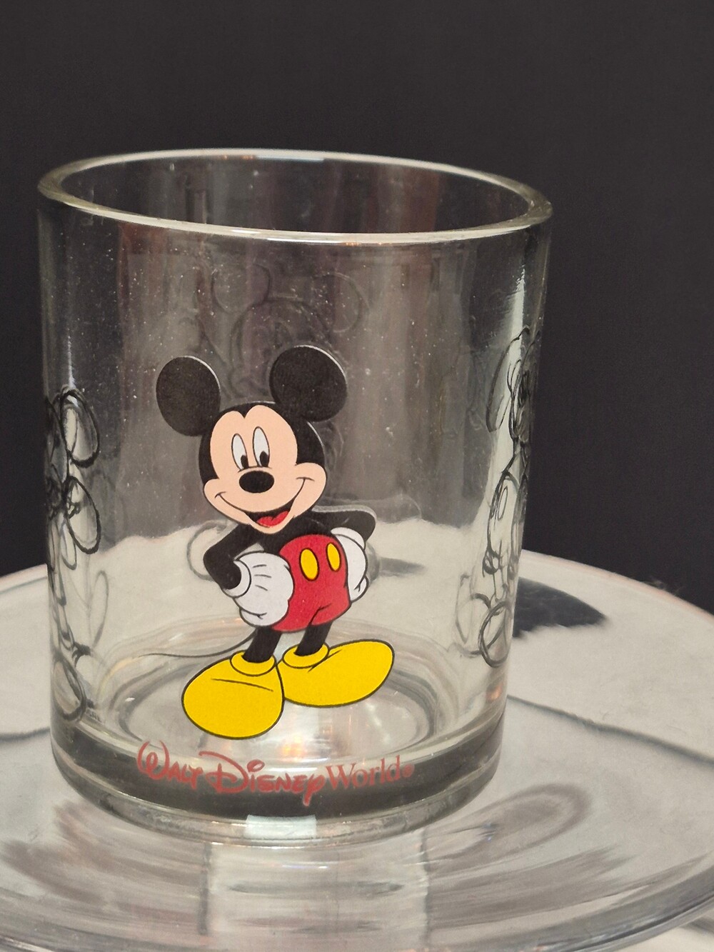 Disney Mickey Mouse Clear Glass Walt Disney World Collectible